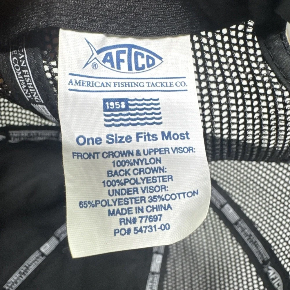 AFTCO Tuna Club Trucker Hat Khaki Black Mesh Back Embroidered Patch‎ OSFM
